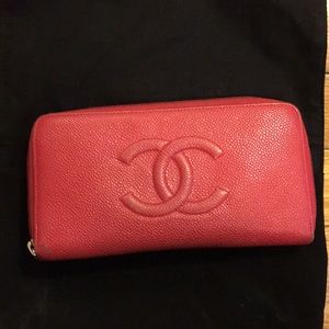 Chanel Zippered Wallet in Red